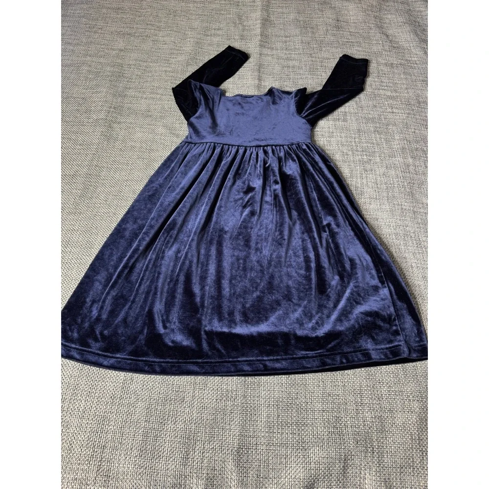 My Twin‎ Girls Navy Blue Velvet Long Sleeve Dress Size S 5-6 Years